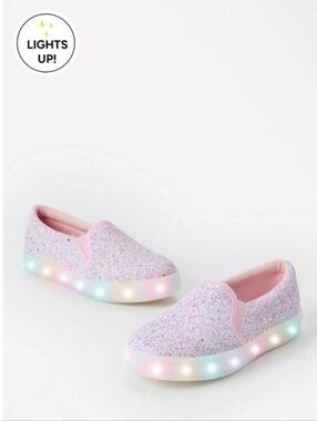 Fabkids Kids Light-Up Slip-On Glitter Sneakers - Pink, Size T6